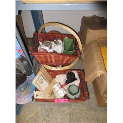 3 Baskets of decorative household items