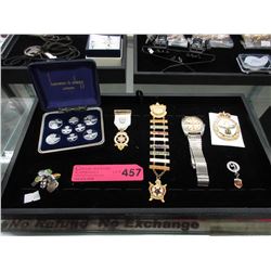 Collection of Masonic medallions & Adanac watch