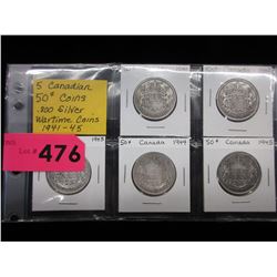 5 Canadian Wartime 50 cent coins