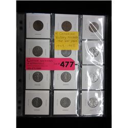 12 Canadian Victory nickels