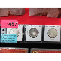 3 Canadian Silver 50 cent coins