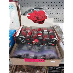 New watches, belts & rose lapel pins