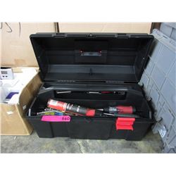 Used plastic tool box & contents