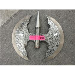 Metal double headed axe head with pike end