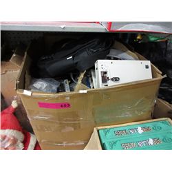 Large box of electronic components & cables
