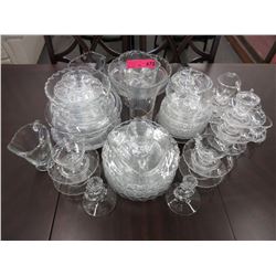 64 Piece set of clear dishware & accessories