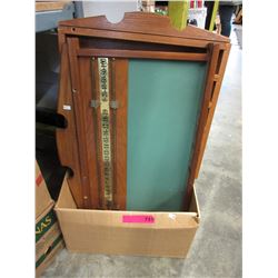 Used scoreboard, pool balls & display rack
