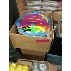 New plastic water bottles & fish shaped platters