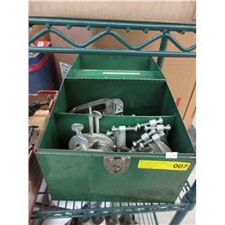 Used metal C clamps in box