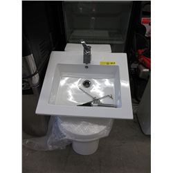 Dual flush toilet & lavatory sink with faucets