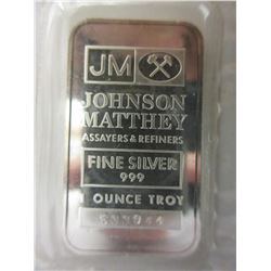 Very scarce .999 Fine Silver Johnson Matthey bar
