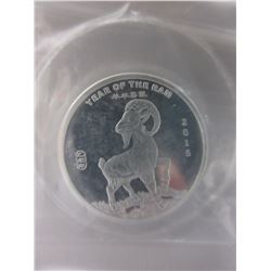 1/2 oz..- 999  Silver 2015 Year of the Ram round