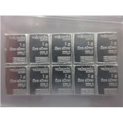 10 Gram - .999 Fine Silver Valcambi Suisse bar