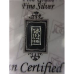 4 x .999 Fine Silver Bullion Bars - 5 Grams each