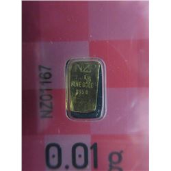 2 x .995 Pure Gold Bullion Bars - 0.01 grams each