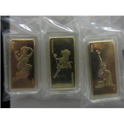 3 x Gold Clad Pin Up girl art bars