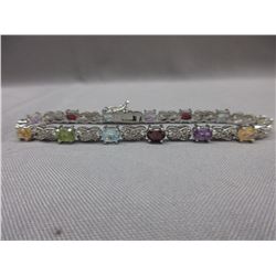 Multi-gemstone & Diamond Tennis bracelet