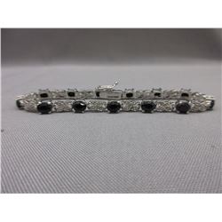 Diamond & Blue Sapphire Tennis Bracelet