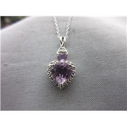 Diamond & Amethyst Heart Necklace