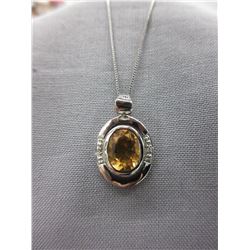 Oval Citrine & Diamond necklace set