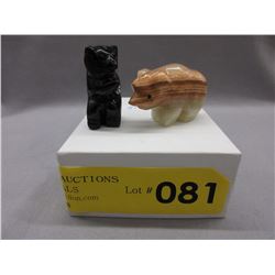 Carved Gemstone Onyx Bear & Tiger's Eye Bear