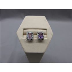 New  Amethyst & Diamond earrings - Emerald cut