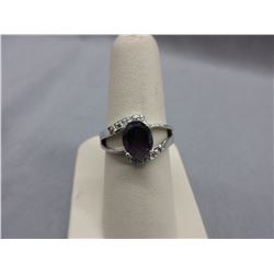 Oval Amethyst Dinner ring set with Diamonds