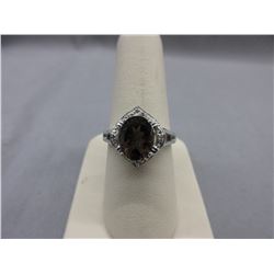 Brown Topaz & Diamond Ring