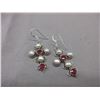 Image 1 : New - Ruby & Pearl Earrings - French hook