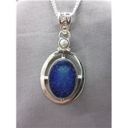 Sterling Silver - Purple Druzy & Pearl Necklace