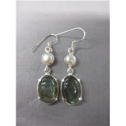 New Blue Labradorite & Pearl Earrings