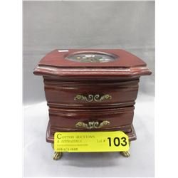 Wood jewelry box & contents