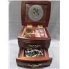 Image 2 : Wood jewelry box & contents