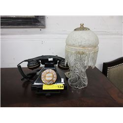 Pinwheel crystal lamp & replica telephone