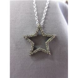 Diamond set -Sterling Silver Star Pendant/Necklace