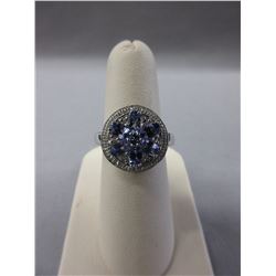 1.56 CTW Tanzanite Cluster Ring set in Sterling