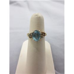 14KT Yellow Gold Topaz & Diamond Ring