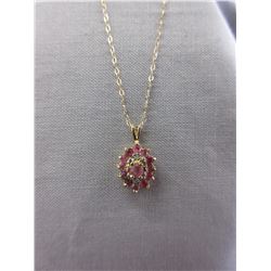 10KT Yellow Gold - Ruby & Diamond Necklace & chain