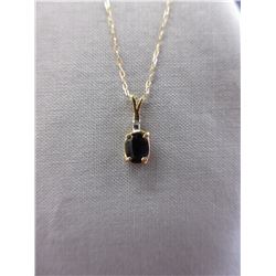 10KT Gold - Sapphire Solitaire Pendant & Chain