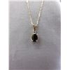 Image 1 : 10KT Gold - Sapphire Solitaire Pendant & Chain