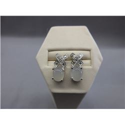 New - Diamond & Moonstone Stud Earrings