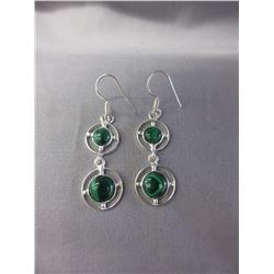 New - Sterling Silver Green Malachite Earrings