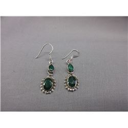 New - Sterling Silver Emerald Earrings