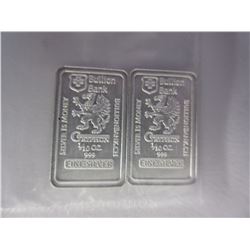 2 "Suisse Bullion Bank" Silver Gryphon Bars