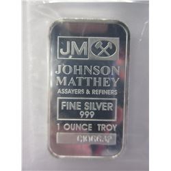 1 Troy Ounce -Johnson Matthey Silver Investors Bar