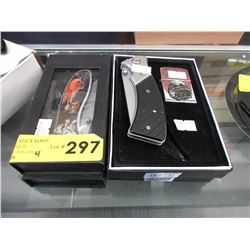 4 New folding knives - 2 with lighters