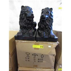 Pair of glazed pottery lions
