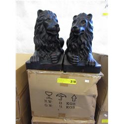 Pair of glazed pottery lions