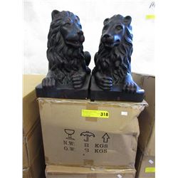 Pair of glazed pottery lions