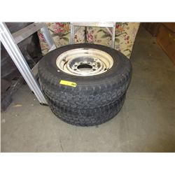 Pair of used Kumho tires on steel rims